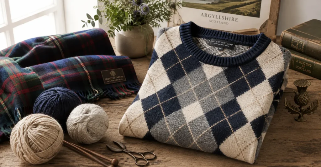 Argyle Sweater: The Complete Guide to Timeless Fashion & Styling 3 Argyle Sweater showcasing its Scottish heritage and iconic diamond knit pattern
