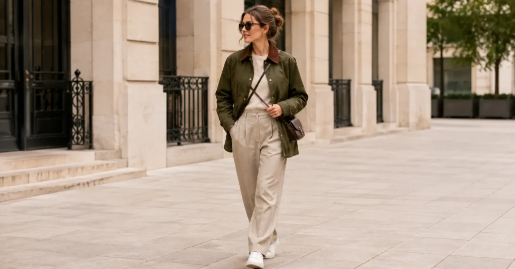 Barn Jacket: Timeless Style, History & Modern Outfit Inspiration 6 Barn Jacket styled for modern urban fashion with contemporary casual elegance.