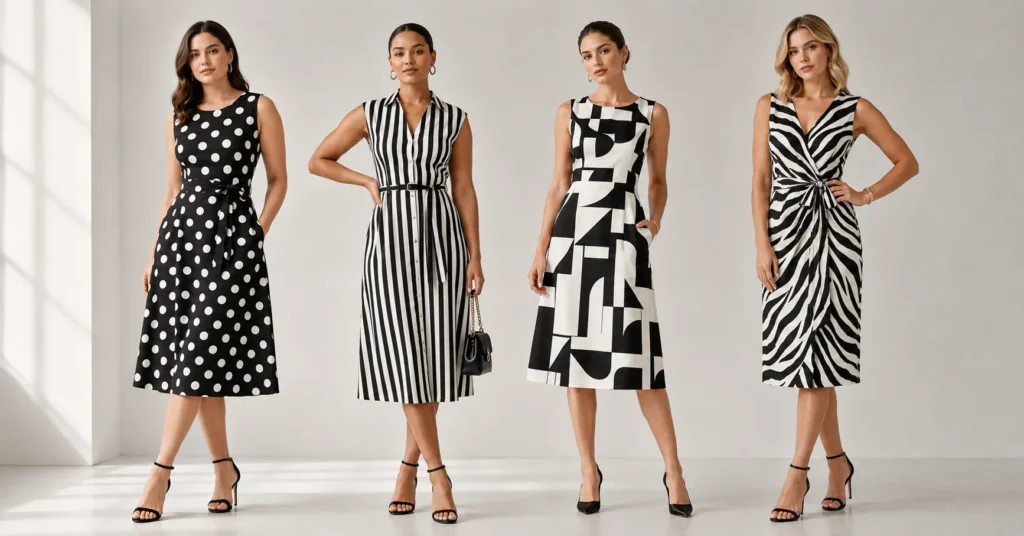 Black and White Dress: Elegant Looks That Never Go Out of Style 4 Black and White Dress featuring timeless monochrome patterns from polka dots to stripes.