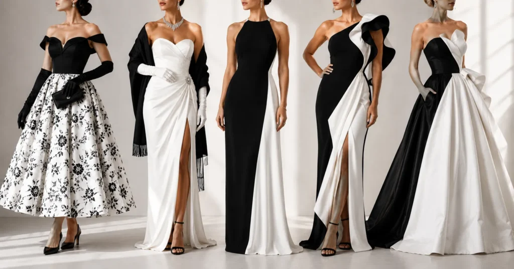 Black and White Dress: Elegant Looks That Never Go Out of Style 8 Black and White Dress inspired by timeless fashion icons and classic monochrome style.