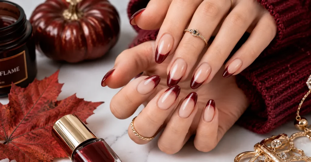 Halloween Nails: The Best Cute, Elegant & Spooky Nail Ideas 5 Bloody French Tips Halloween Nails featuring elegant deep red French manicure inspiration