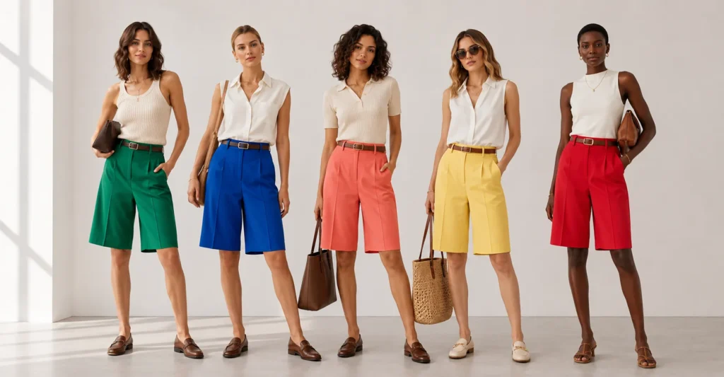 Bermuda Shorts: The Effortless Blend of Comfort and Chic 9 Bold colorful Bermuda Shorts for expressive modern fashion