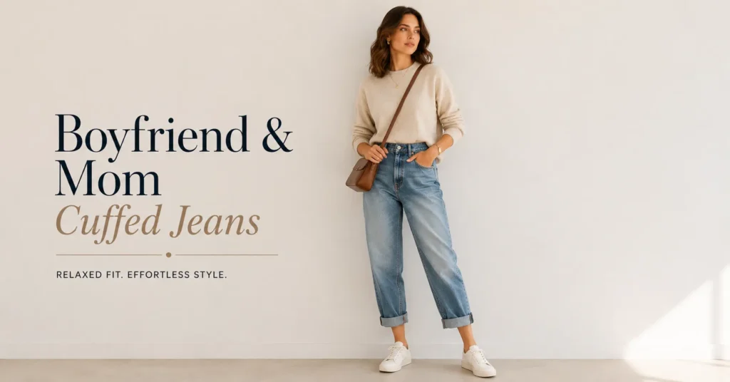 Cuffed Jeans: The Complete Guide to Every Cuff Style and How to Wear Them 5 Boyfriend and Mom Cuffed Jeans styled for casual everyday fashion