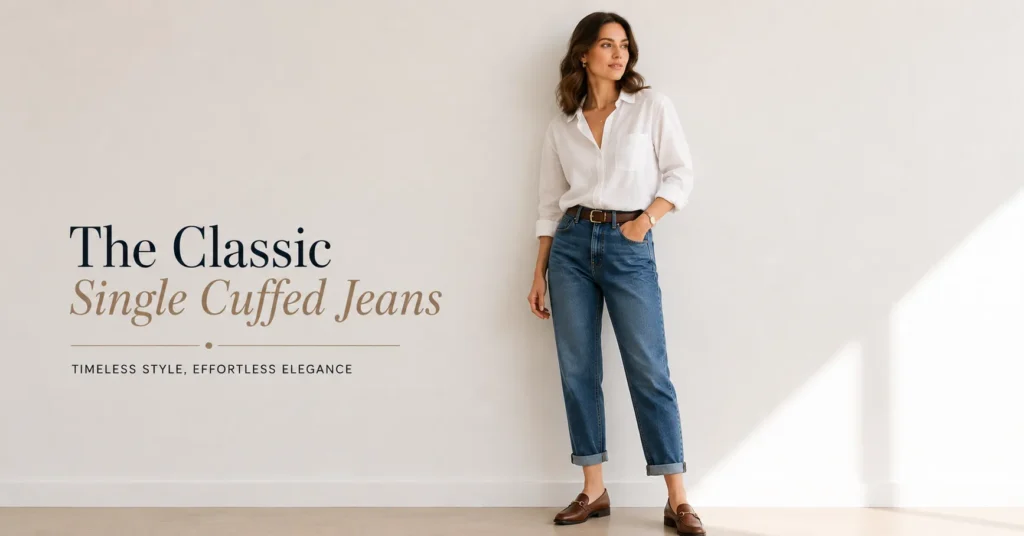 Cuffed Jeans: The Complete Guide to Every Cuff Style and How to Wear Them 8 Classic Single Cuffed Jeans styling with loafers