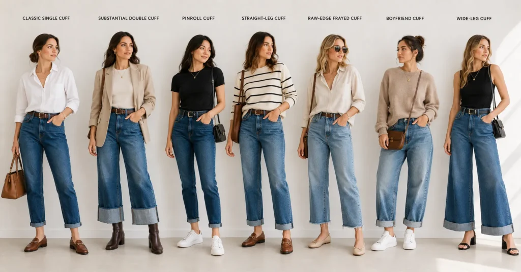 Cuffed Jeans: The Complete Guide to Every Cuff Style and How to Wear Them 12 Cuffed Jeans styled with different footwear options