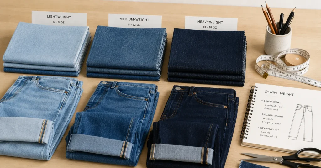 Cuffed Jeans: The Complete Guide to Every Cuff Style and How to Wear Them 7 Fabric weight comparison for cuffed jeans denim styles