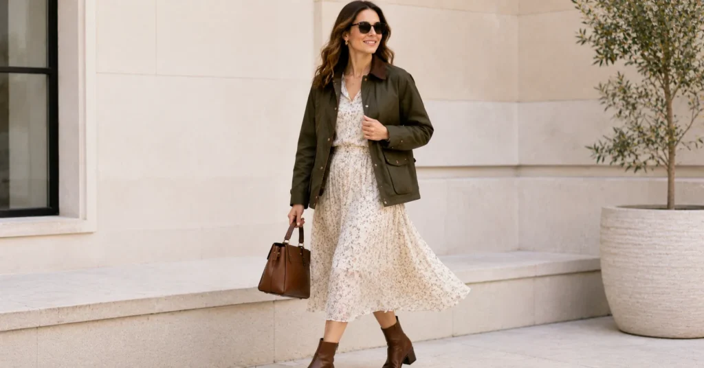 Barn Jacket: Timeless Style, History & Modern Outfit Inspiration 12 Feminine Barn Jacket outfit blending elegant and practical fashion