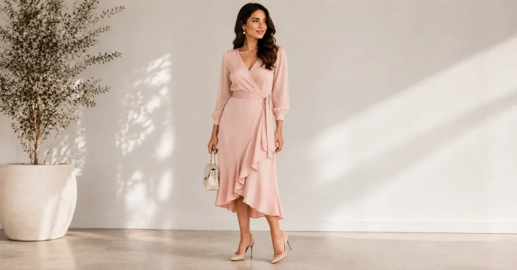 First Date Outfit Ideas: What to Wear to Make a Perfect First Impression 8 First Date Outfit Ideas featuring a romantic soft glam outfit with elegant styling