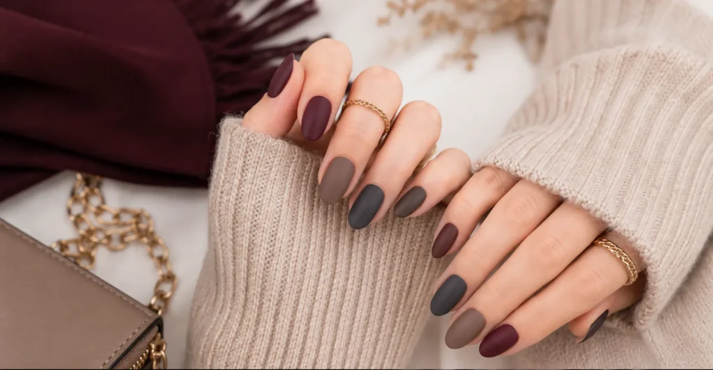 Winter Nail Colors: Shades That Define the Season’s Elegance 12 Matte Winter Nail Colors for a chic modern winter manicure