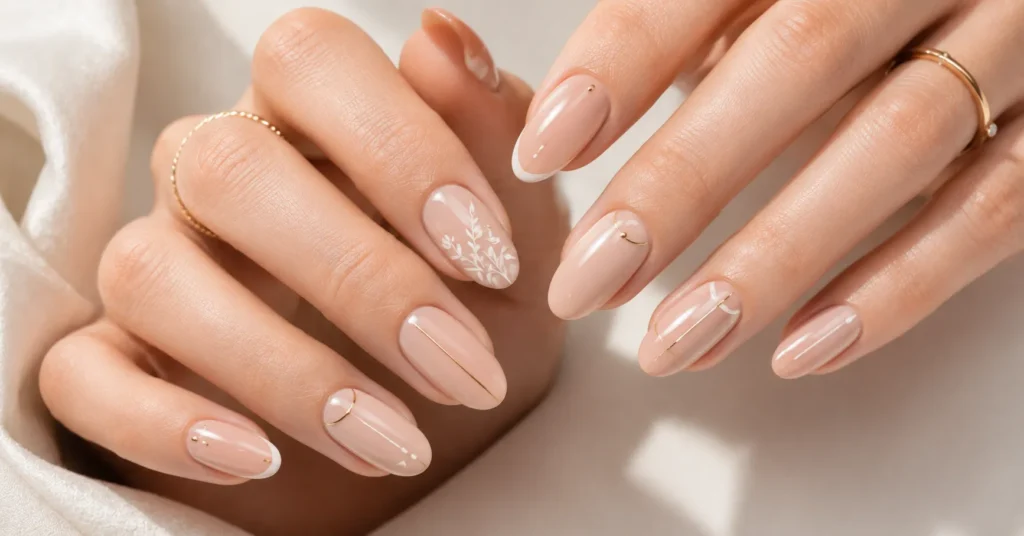 Nude Nails: The Timeless Elegance Every Woman Deserves 7 Minimalist Nude Nails with elegant modern nail art accents