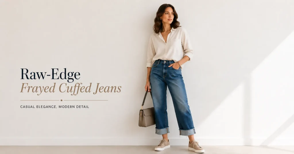 Cuffed Jeans: The Complete Guide to Every Cuff Style and How to Wear Them 10 Raw-Edge Frayed Cuffed Jeans casual outfit inspiration