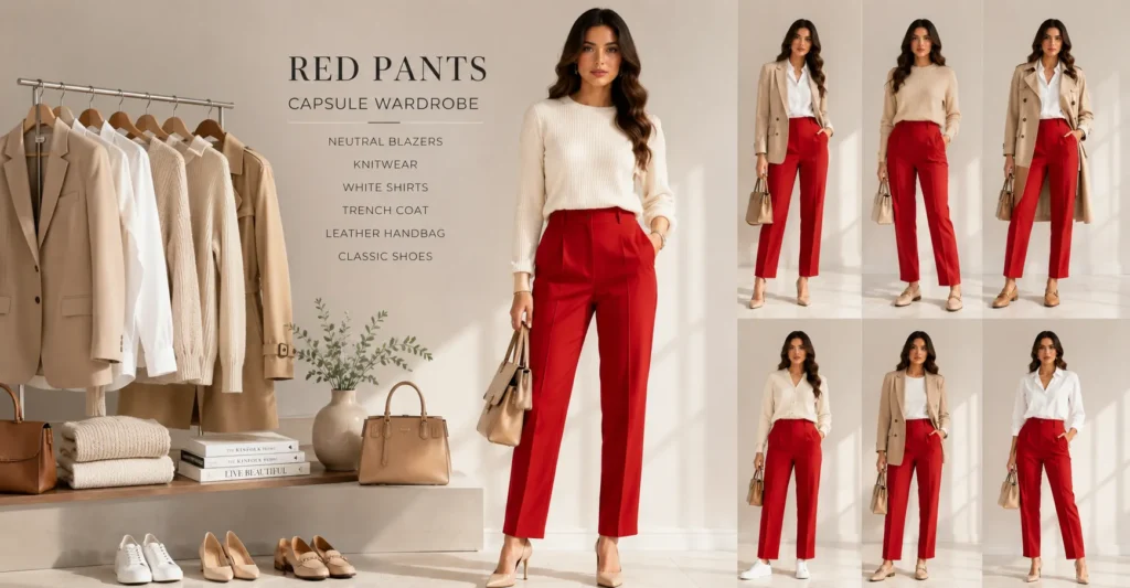 Red Pants: Stunning Outfit Ideas to Instantly Elevate Your Style 8 Red Pants capsule wardrobe inspiration for versatile styling