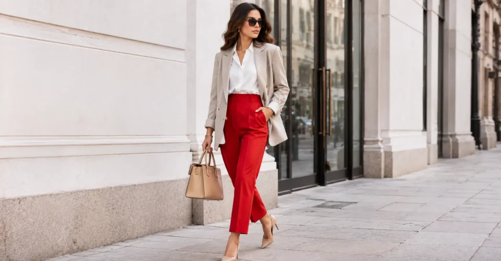 Red Pants: Stunning Outfit Ideas to Instantly Elevate Your Style 5 Red Pants in different shades including ruby, crimson, and scarlet
