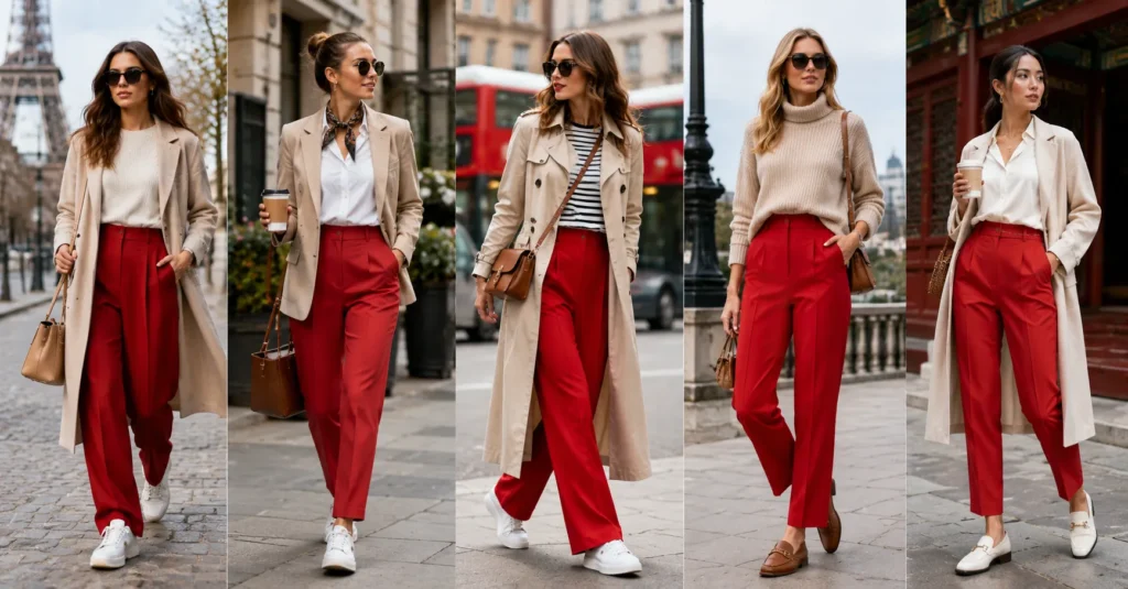 Red Pants: Stunning Outfit Ideas to Instantly Elevate Your Style 11 Red Pants inspired by international fashion trends