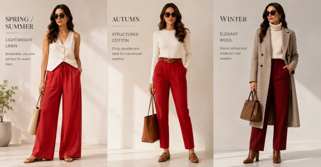 Red Pants: Stunning Outfit Ideas to Instantly Elevate Your Style 13 Red Pants outfit inspiration for every season and fabric style
