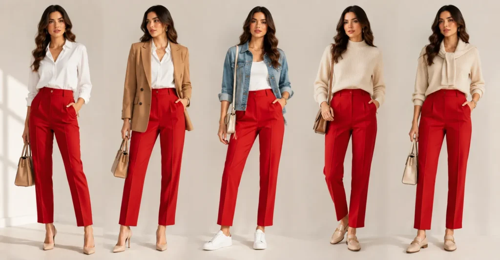 Red Pants: Stunning Outfit Ideas to Instantly Elevate Your Style 7 Red Pants styling ideas for elegant everyday outfits