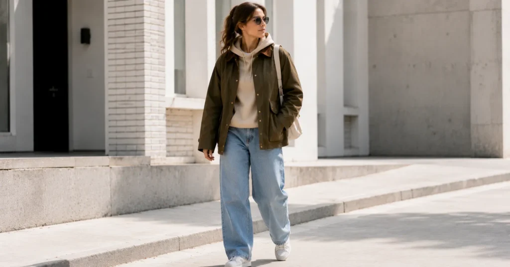 Barn Jacket: Timeless Style, History & Modern Outfit Inspiration 13 Streetwear-inspired Barn Jacket layered outfit for modern casual fashion.