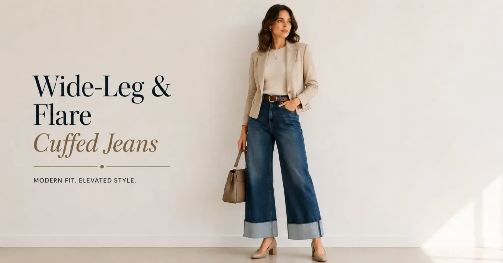 Cuffed Jeans: The Complete Guide to Every Cuff Style and How to Wear Them 6 Wide-Leg and Flare Cuffed Jeans outfit inspiration for women