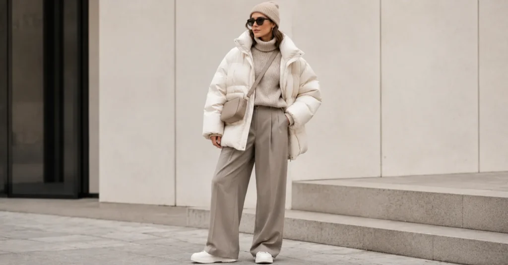 Winter Fashion 2026: Powerful Style Trends Every Woman Loves 4 Winter Fashion 2026 elevated puffer jacket outfit for everyday style.