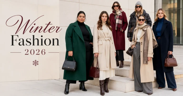 Winter Fashion 2026 style guide featuring elegant layered winter outfits for women.