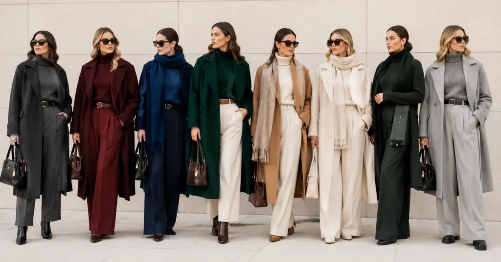 Winter Fashion 2026: Powerful Style Trends Every Woman Loves 7 Winter Fashion 2026 trending winter color palette outfits.
