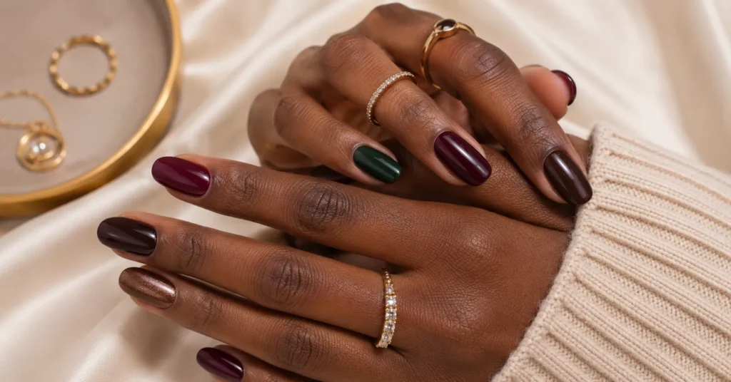 Winter Nail Colors: Shades That Define the Season’s Elegance 17 Winter Nail Colors for deep skin with bold luxurious manicure ideas