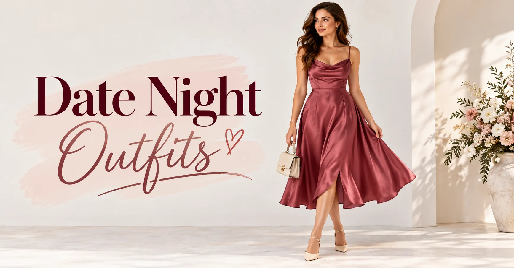 Date Night Outfits featuring a sophisticated midi dress and elegant accessories