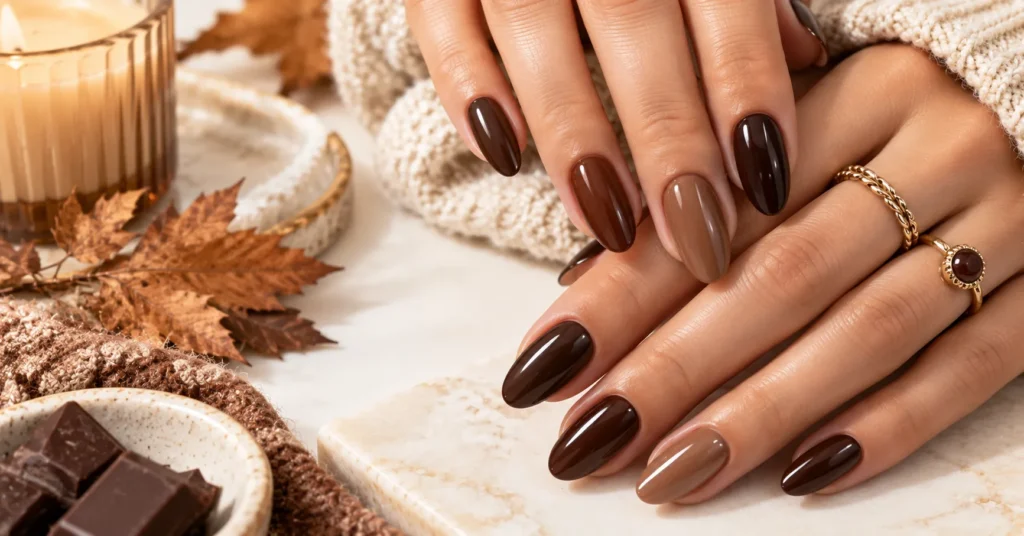 Fall Nails: 12 Stunning Ideas for a Chic Autumn Manicure 3 Chocolate Brown Fall Nails in rich espresso and mocha shades