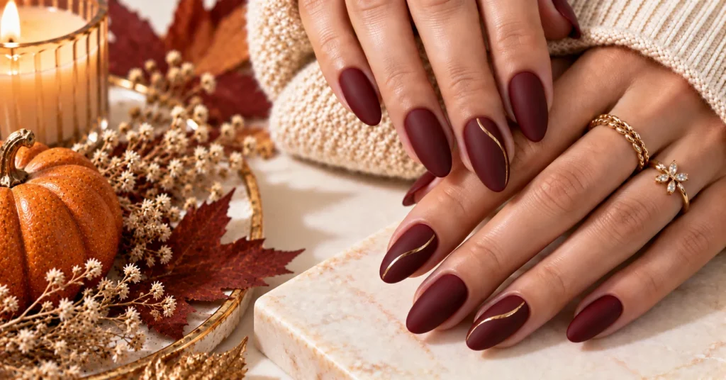 Fall Nails: 12 Stunning Ideas for a Chic Autumn Manicure 12 Matte Oxblood Fall Nails with a sophisticated velvety finish