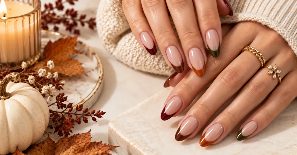 Fall Nails: 12 Stunning Ideas for a Chic Autumn Manicure 5 Fall Nails with elegant burgundy and brown French tips