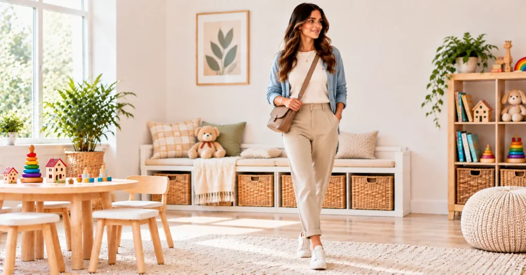 The Ultimate Guide to Nanny Outfits: 12 Stylish, Practical Looks 12 Nanny Outfits with relaxed chinos, a lightweight cardigan, and sneakers