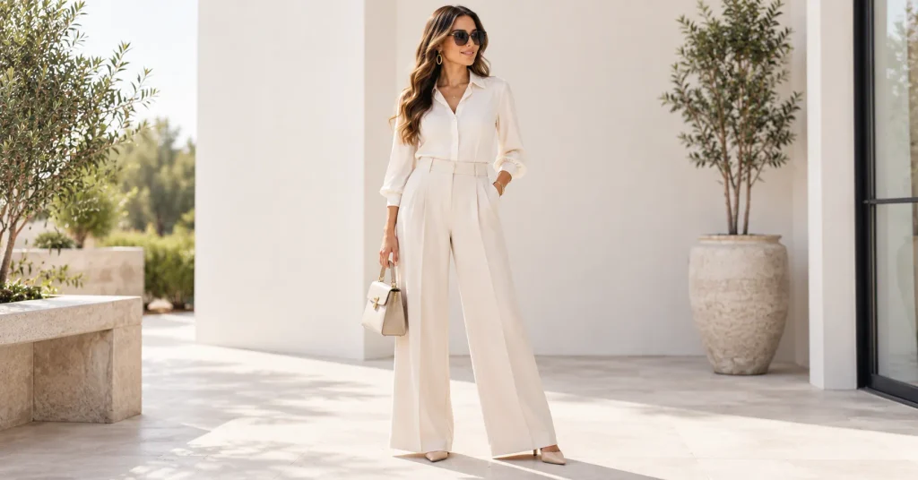 15 Types of Pants for Women: Stylish & Ultimate Guide to Every Pant Style 3 Types of Pants elegant wide-leg pants outfit for women