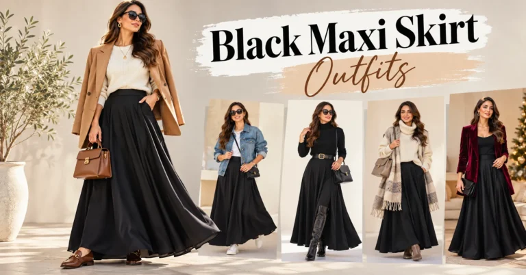 Black Maxi Skirt Outfits hero image featuring a sophisticated year-round maxi skirt styling