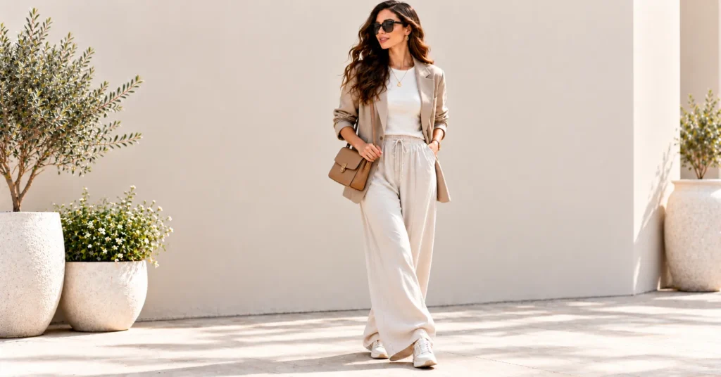 12 Effortless Day Looks: The Ultimate Guide to Chic Everyday Style 10 Modern elevated athleisure Day Looks with joggers, blazer and sneakers