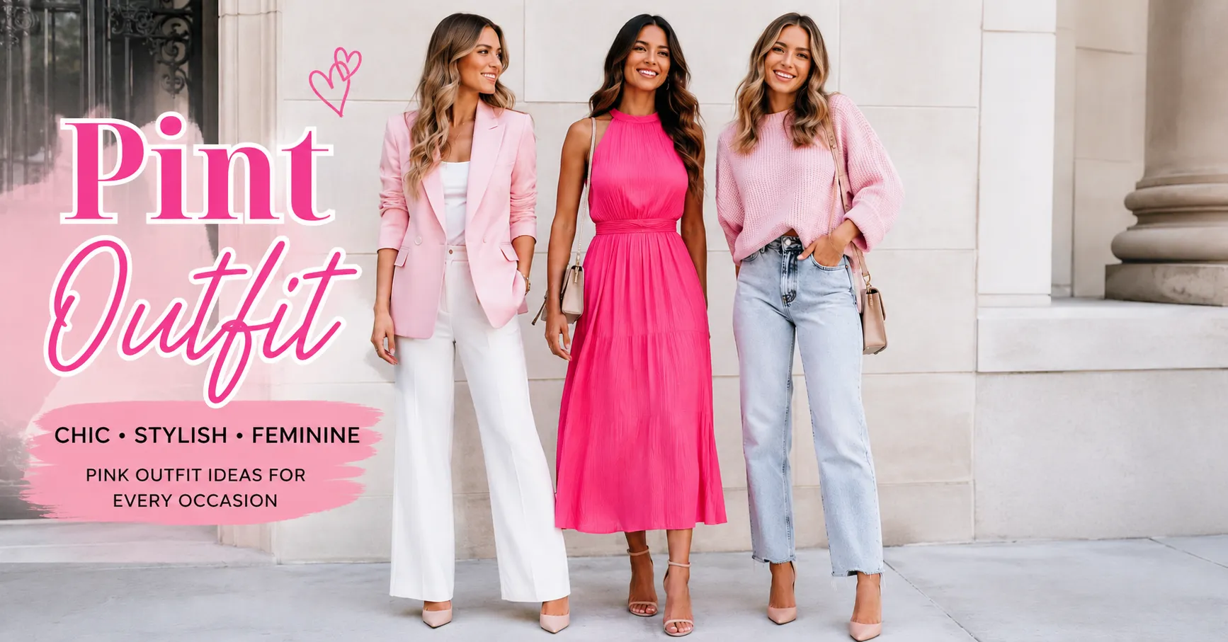 Pink outfit ideas featuring stylish women wearing trendy pink fashion looks