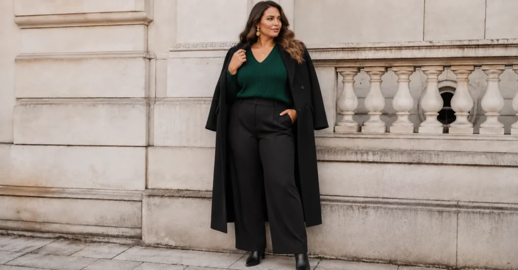 Cute Thanksgiving Outfit Ideas You'll Want to Copy This Year 9 Plus size Thanksgiving outfit featuring flattering fall layers