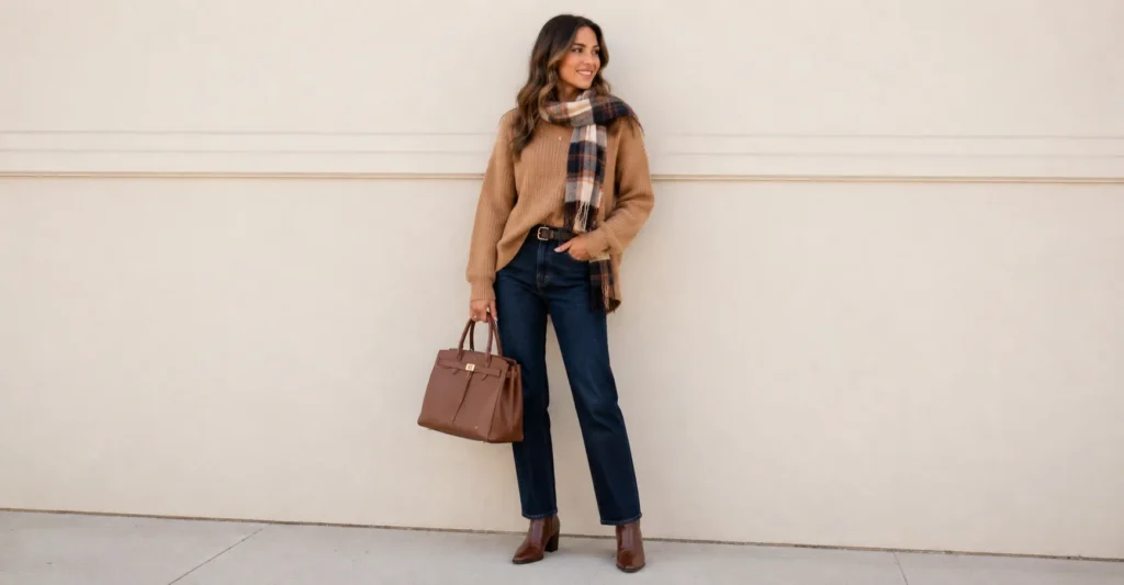 Closet Full, Outfit Empty? Try These Cute Outfit Ideas 9 Cute Outfit Ideas featuring cozy fall sweaters and ankle boots.