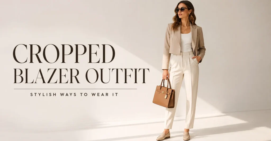 Cropped Top Outfit Ideas: Stylish Looks for Every Occasion 5 Cropped Top Outfit styled with tailored trousers and a cropped blazer.