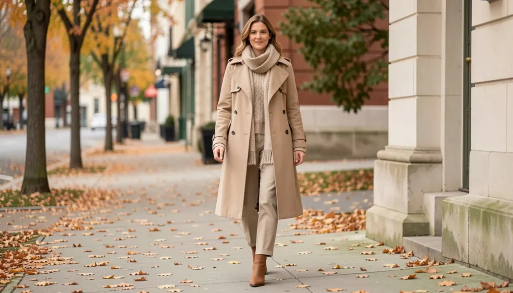 Fall outfit ideas featuring layered autumn fashion with sweaters, coats, and boots