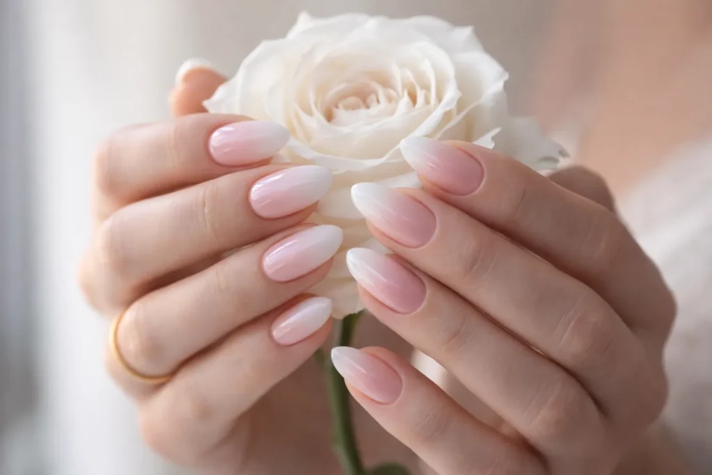 Pink and White Ombre Nails