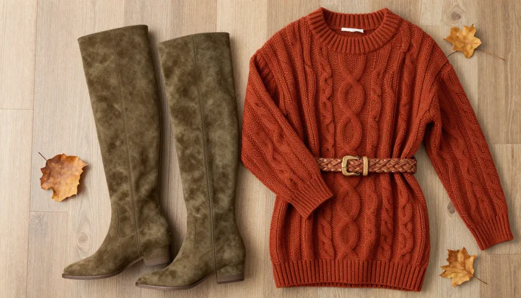 Autumn two piece outfit styled for cooler weather