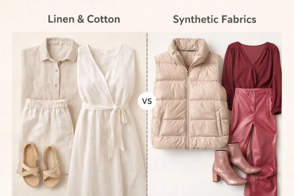 Comparison of breathable natural fabrics and heat-trapping synthetic materials