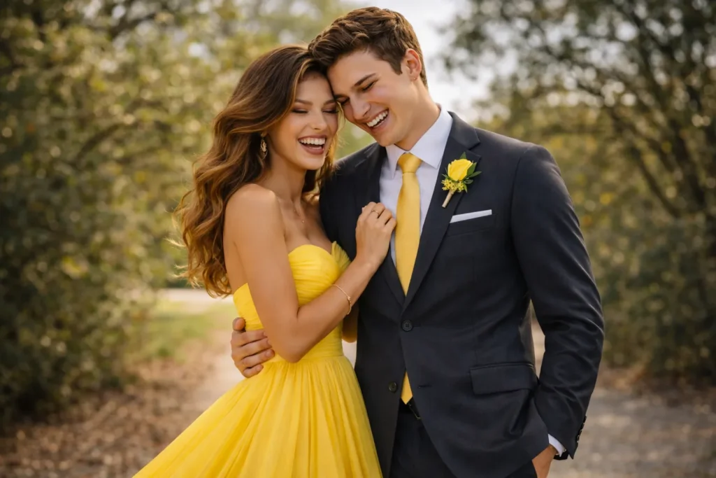 Yellow Prom Dress Couple Guide: Matching Tips, Suit Colors & Trends 4 3 51