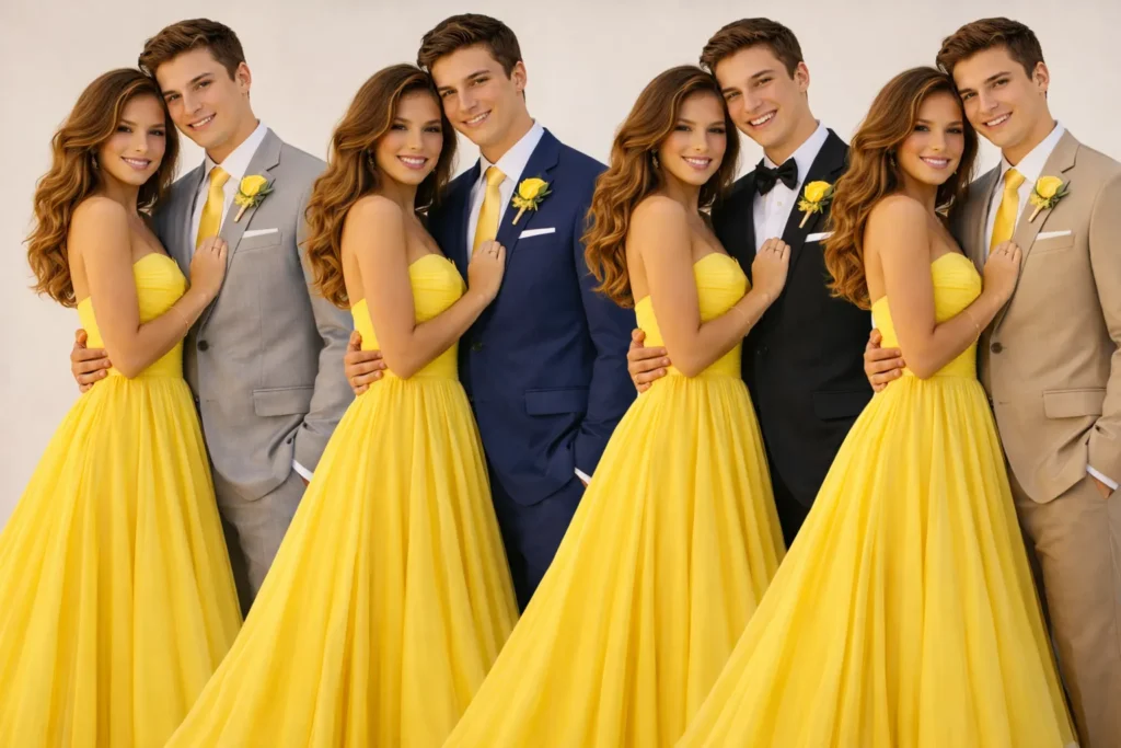 Yellow Prom Dress Couple Guide: Matching Tips, Suit Colors & Trends 8 5 54