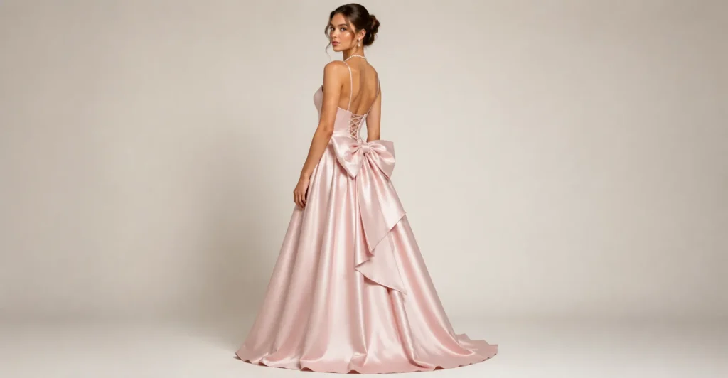 Prom Dresses Guide: Best Styles, Colors & Trends for 2026 5 Elegant prom dress featuring bows and coquette details.
