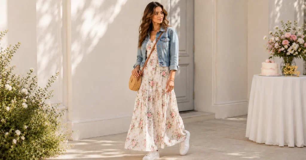 Spring Birthday Outfits Ideas featuring a casual outdoor birthday outfit for spring.