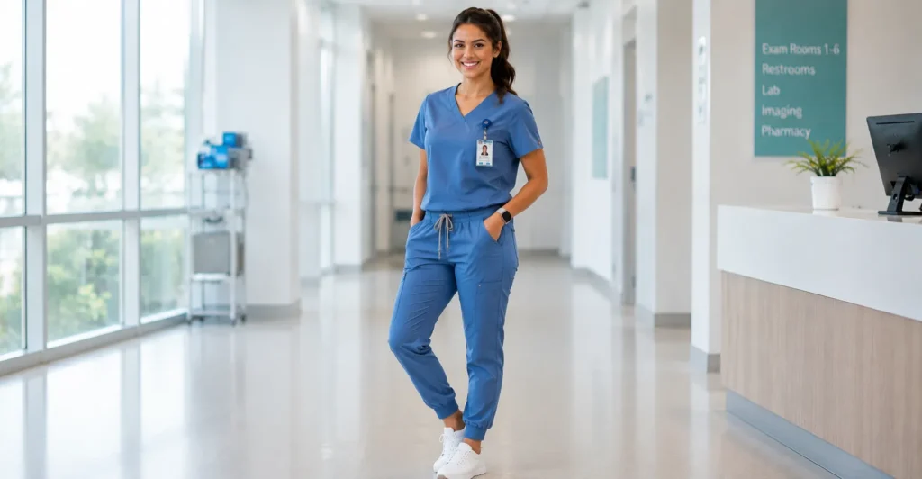 Comfortable Nurse Outfit designed for long hospital shifts.