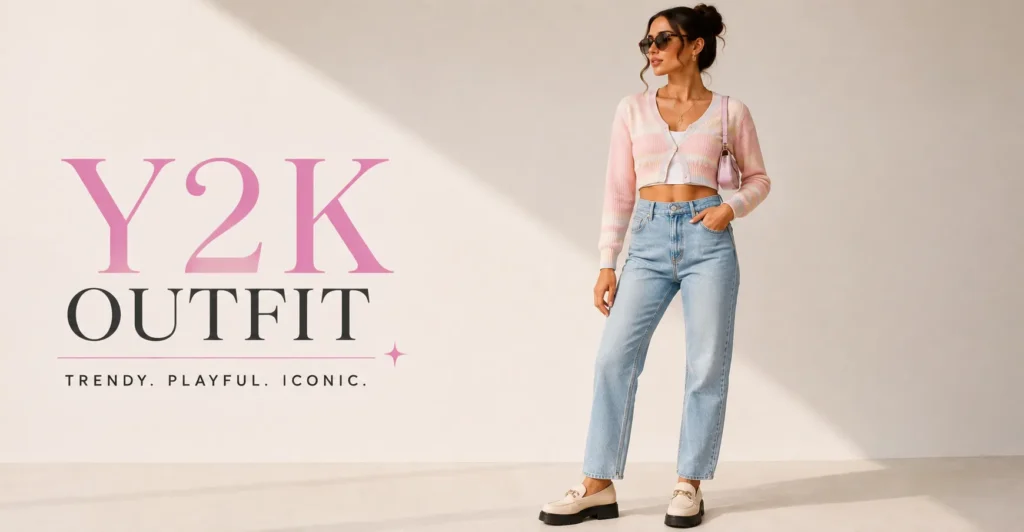Best Y2K Outfit Inspiration for Every Style & Occasion 5 Y2K Outfit featuring pastel cardigan and light-wash denim jeans.