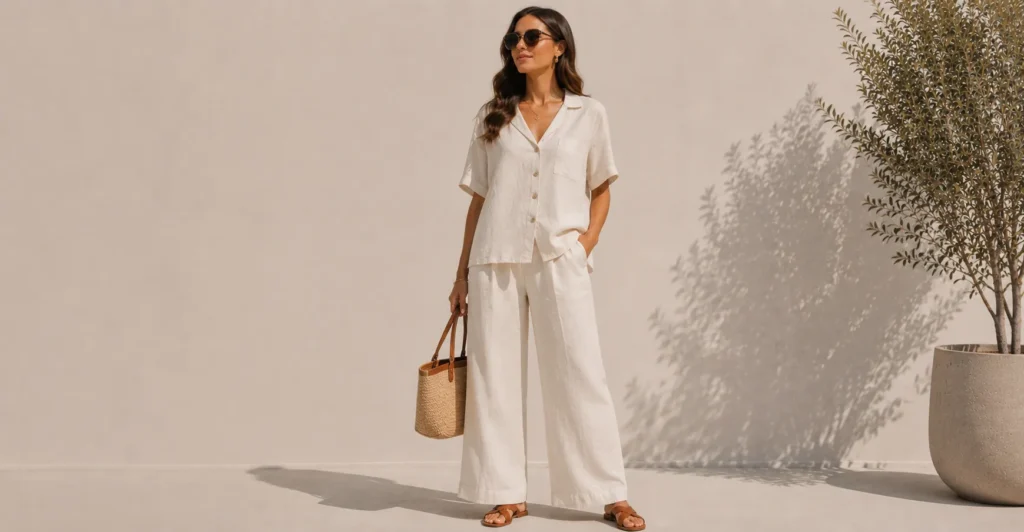 Breathable linen Two Piece Outfit perfect for warm-weather fashion.