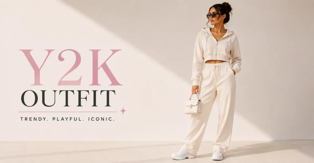 Best Y2K Outfit Inspiration for Every Style & Occasion 6 Monochrome Y2K Outfit with coordinated neutral streetwear.